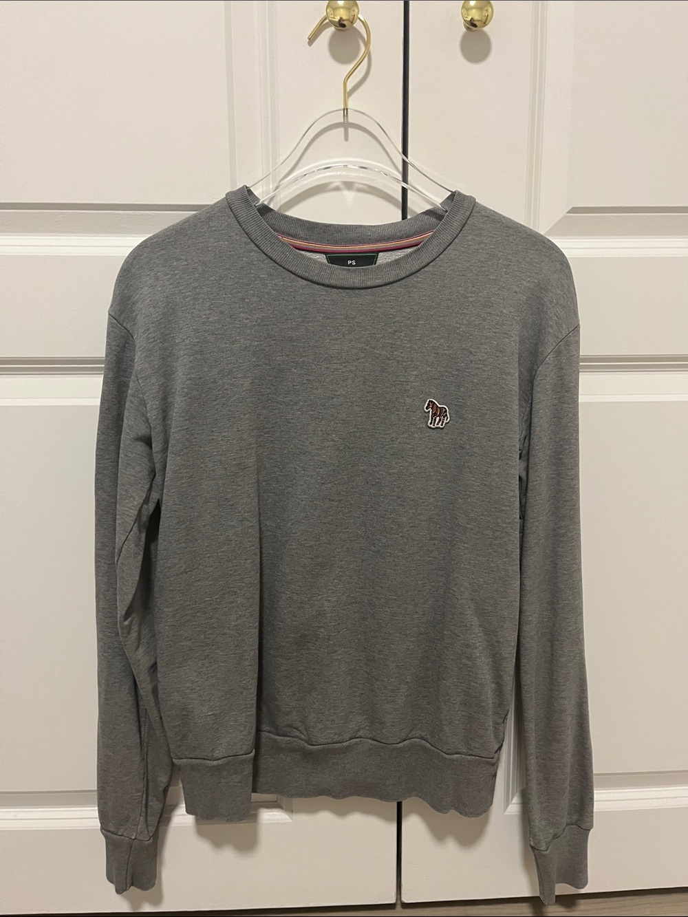 PS Paul Smith Heather Gray Crewneck Sweatshirt with Zebra Patch